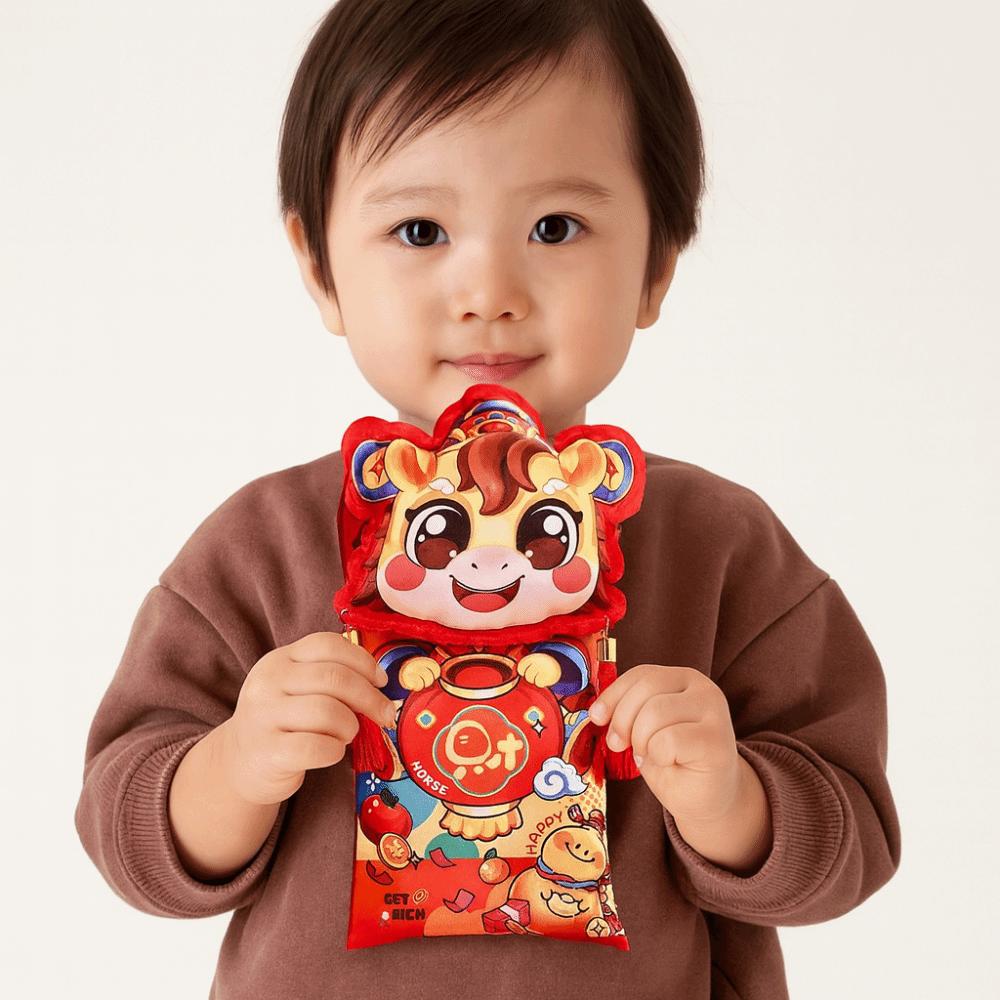 Cartoon Money Pocket With Shoulder Straps Red Envelope New Year's Blessing Bag  Wedding Birthday