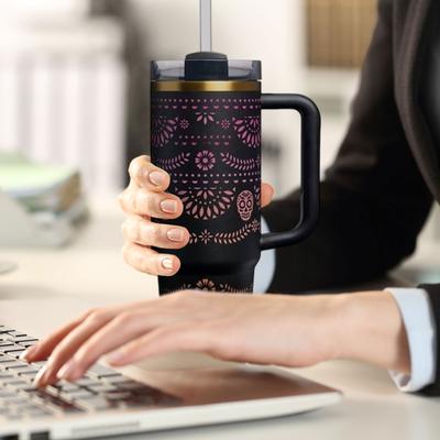 Termisk kaffemugg i rostfritt stål för bilen, vakuumisolerad bilmugg med sugrör, termisk iskopp för resor, sport och utomhusbruk