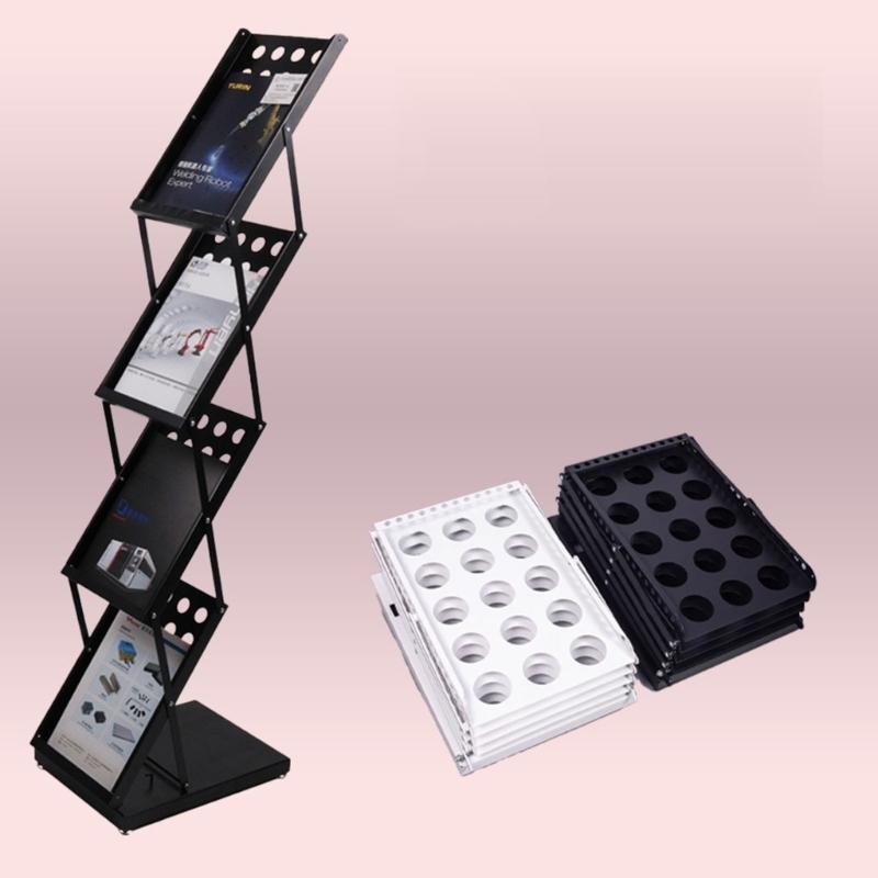 Portable Brochure Holder With Sturdy Iron Construction Quick Setups For Trade Shows And Conferences