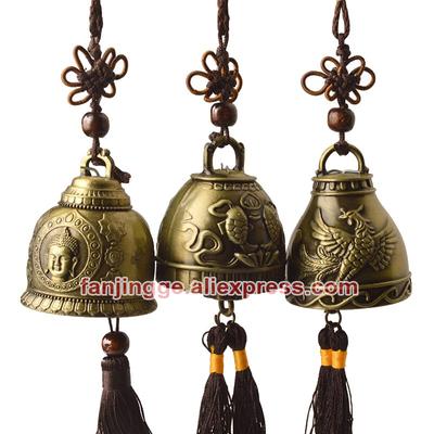 Campana di rame del Buddismo Feng Shui, campana a vento religiosa, campana di Buddha, decorazione da appendere alla casa, benedizione per la fortuna, drago, decorazione, artigianato