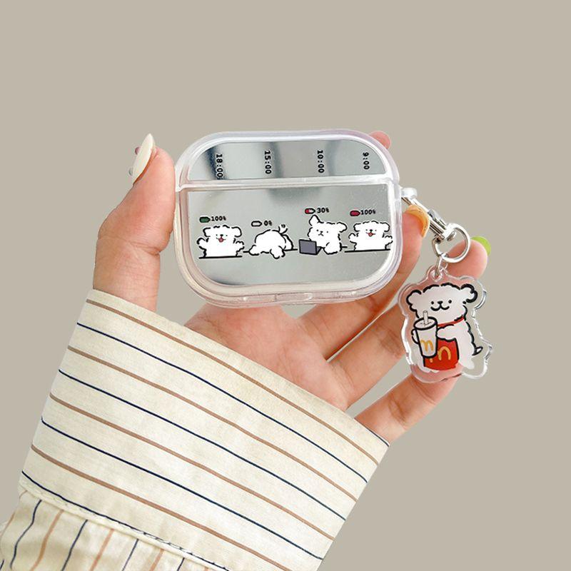 

Case 2 Generation Mirror 3 Generation Silicone Pro Minimalist Cute Creative Second Generation Set All-Inclusive Drop-Resistant New Arrival Soft Case Apple Airpods 3 Time White Dog + White Dog Pendant