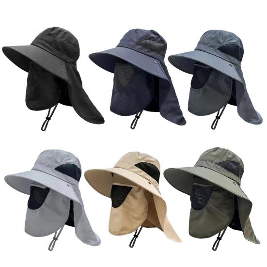 Lightweight Summer Hat Breathable Mesh Bucket Hat 360-Degree Sunshade Fisherman with Detachable Face