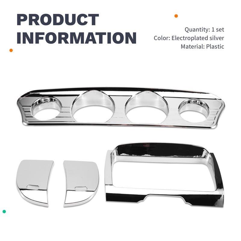Reliable-Motorcycle Chrome Gauge Stereo Panel Accent Trim Cover Panel Kit For Electra Glide Street Glide FLHX Tri 14-23