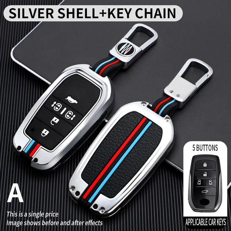 Zinc Alloy Car Key Case Cover for Toyota RAV4 Highland Coralla Hilux Fortuner Land Cruiser Camry Crown Keychain Accessories