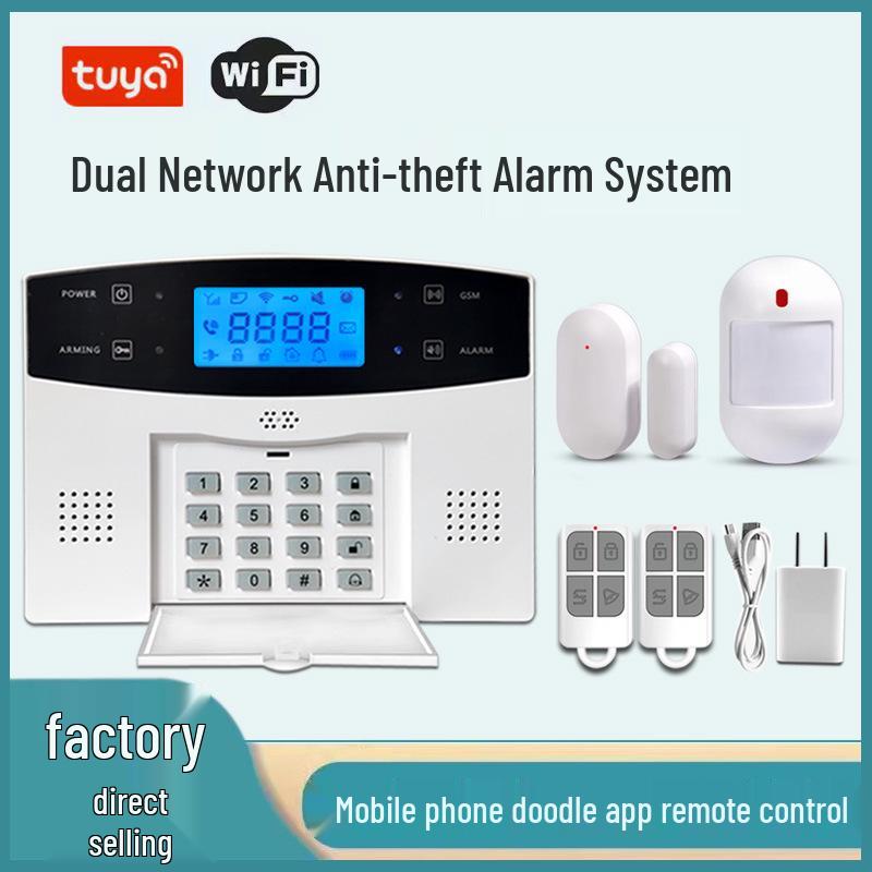 

Graffiti Dual Network Burglar Alarm System with WIFI+GSM and Infrared Door/Window Sensors 2G+WIFI [UK Power Plug]