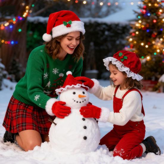 Paní. Kostým Clause pro dospělé ženy Santa Claus Červená bobulová čepice Mob cap