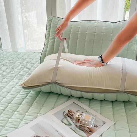 Pillow Protector with Elastic Bands Travel Pillow Cover Anti-slip Quilted Waffle Pillowcase Protect from Dust Sweat And Stain for Dorm Home Bedroom