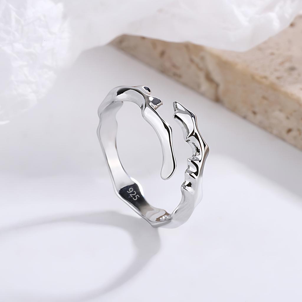 Sam Panda 925 Rings for Women Simple Geometric Handmade Irregular Retro Ring Gold Zircon Allergy For Birthday Gift