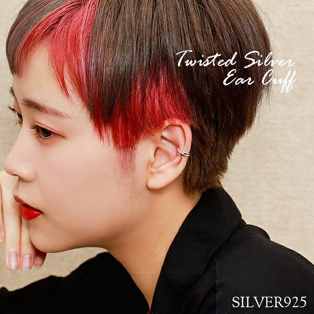 Shinjuku Gin no Kura Gedrehter Silber 925 Ohrklemme, Klein, Einzelohr, Schlicht, Standard, Ohrring ohne Piercing, Ohrclip, Fake-Ohrring