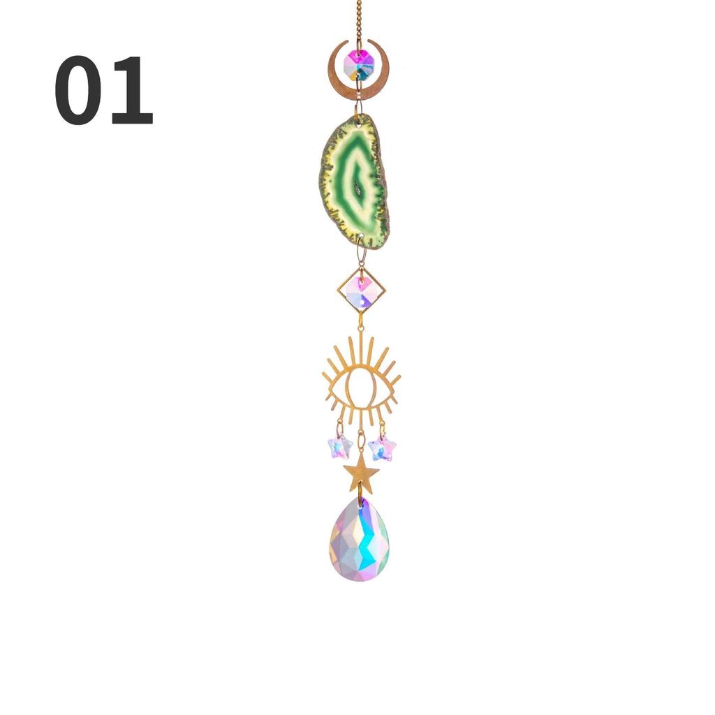 Natural Stones Agate Sun Catcher Agate Sun Catcher for Rainbow Maker Hanging Crystal Witch Suncatcher Windchime Wall Decor