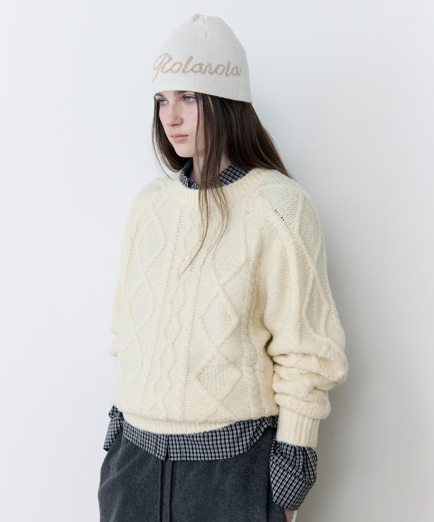 ROLAROLA Mohair Loose Fit Cable Knit Ivory