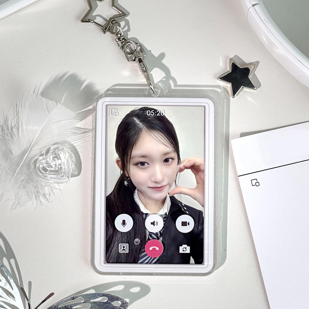 INS Style Video Call Background Po Card Sleeve K-Pop Idol Pocard Holder Protect Case Trendy Girl Card Case with Keychain