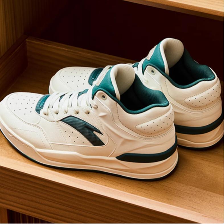 Anta 4 Carat Retro Classic Non-Slip Increased Height High-Top Sneakers Men Sneakers White Green 112448031-1