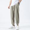 New men's casual pants solid color ice silk texture simple straight suit pants nine-point pants men