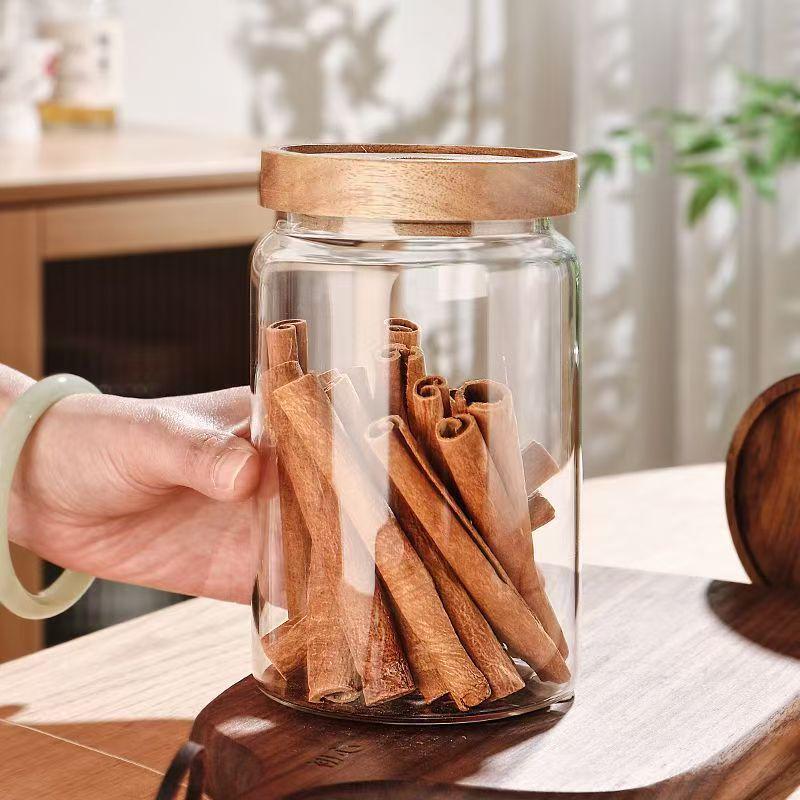 Acacia Wood Sealed Glass Jar for Tea, Coffee Beans, Food Storage, High Borosilicate, Food Grade