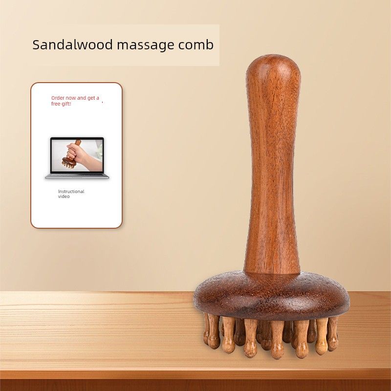 

Sandalwood Meridian Brush for Belly, Head, Comb for Legs and Back, Gua Sha for Whole Body, Pulse-Clearing Massage Tool, Abdominal Massage Device Massage Brush + Instructional Video