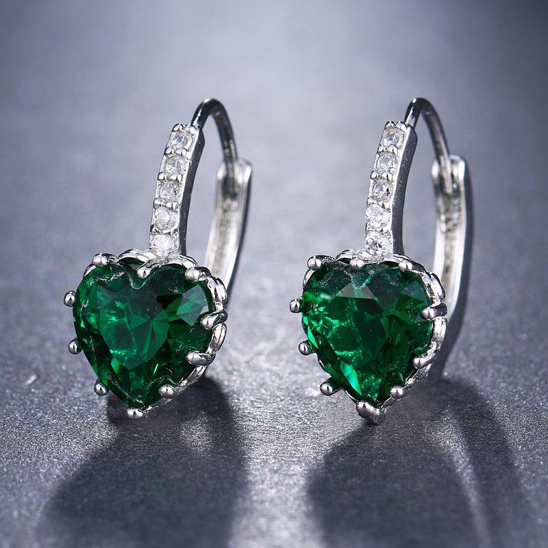 1 Pair Classic Fashion Heart-Shape High Quality Zirconia Hoop Earrings For Trend Women Lovely Birthday Jewelry Gift