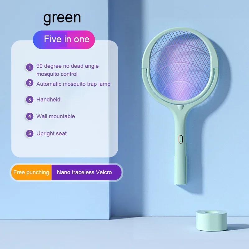 

Вращающаяся на 90 градусов лампа-убийца комаров, электрический шокер, ультрафиолетовый свет 365 нм, зарядка через USB, ловушка для насекомых, летняя мухобойка зелёный