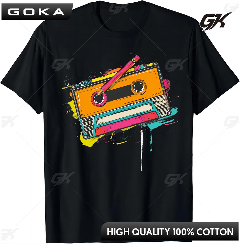 80s Cassette Tape Pencil 1980s Retro Vintage Throwback Music Comfortable TShirt Men Clothes Vintage T Shirt Camisetas