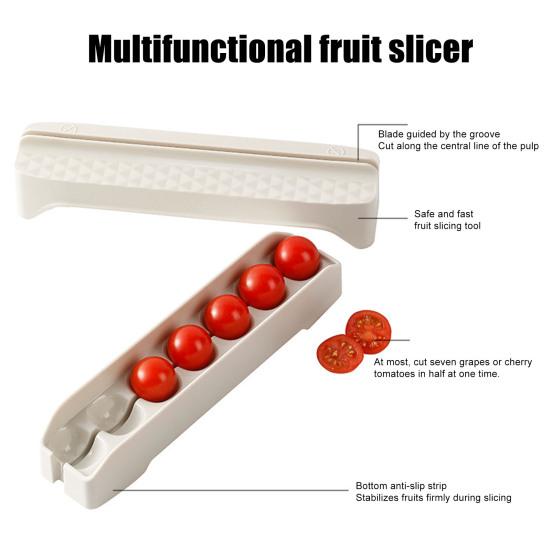 Tomato Slicer with Anti-Slip TPE Base Safe Cutting Precise Positioning Multi-Fruit Cutter Kitchen Slicing Tool