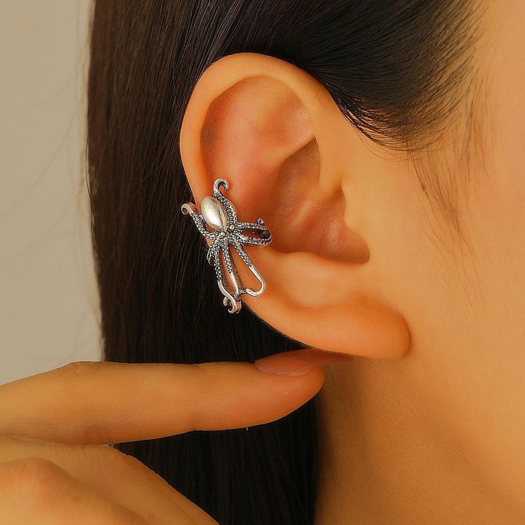 Retro Octopus Alloy Ear Clip - No Hole Earrings for Women