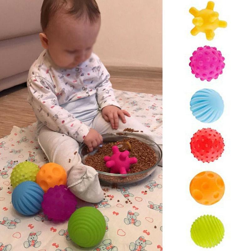 6pcs Baby Soft Massage Sensory Development Puzzle Ball Sound Toys For Infants
