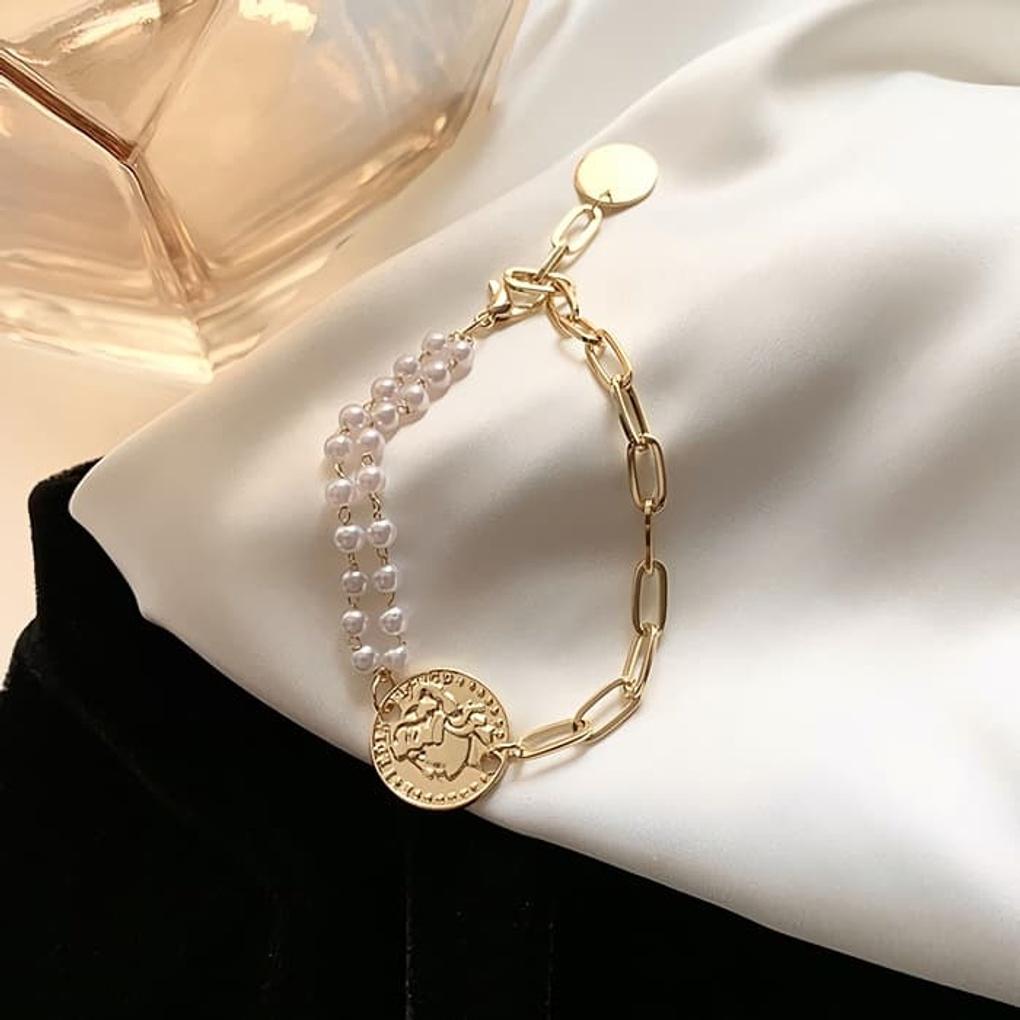 

Women s Bracelet Anklet Chain Daily Clip Chain Half Pearl gold