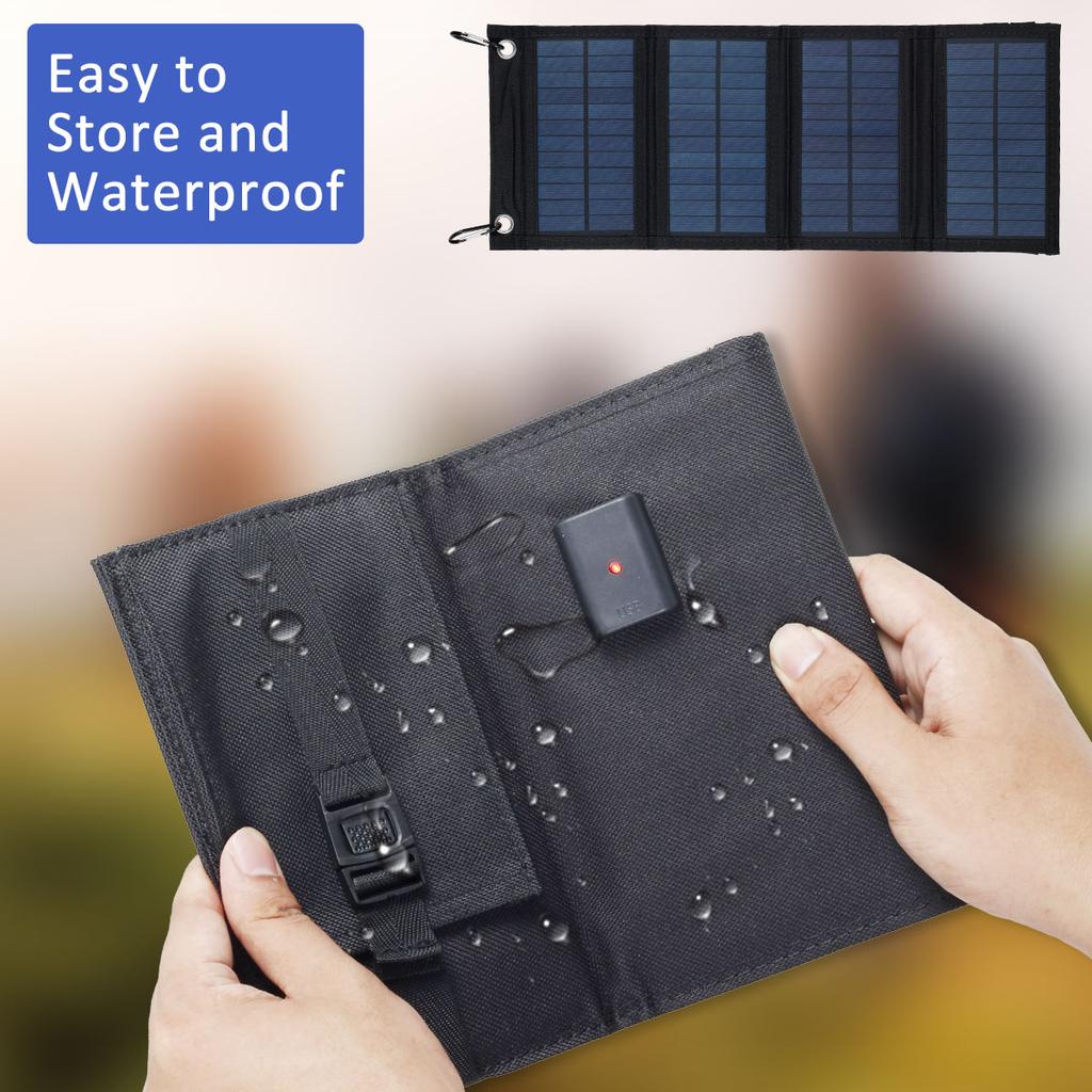 IP65 Solar Panel Folding Charger Portable Battery Charger for Cell Phone Camping Accessories Outdoor Waterproof Power Bank