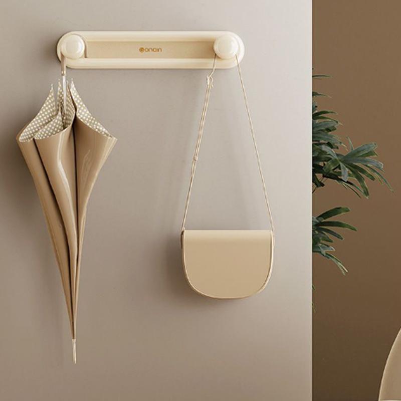 Adjustable Non-Perforated Wall Mounted Clothes Hanger Storage Rack - Multifunctional Hooks Space Saving Organizer For Wardrobe