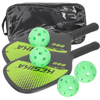 Pickleball Paddle Racket Set with Honeycomb Core and 4 Balls - Green, for Adults and Kids