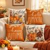 4 Stück 3D Visuelle Plüschtier Kissenbezüge Kürbis Muster Herbst Kissenbezüge Saisonale Dekoration