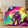 Cartoon Astronaut Universe Spaceman Outer Space Flannel Blanket Soft Warm Throw Blanket for Bedroom Living Room Bed Travel kids