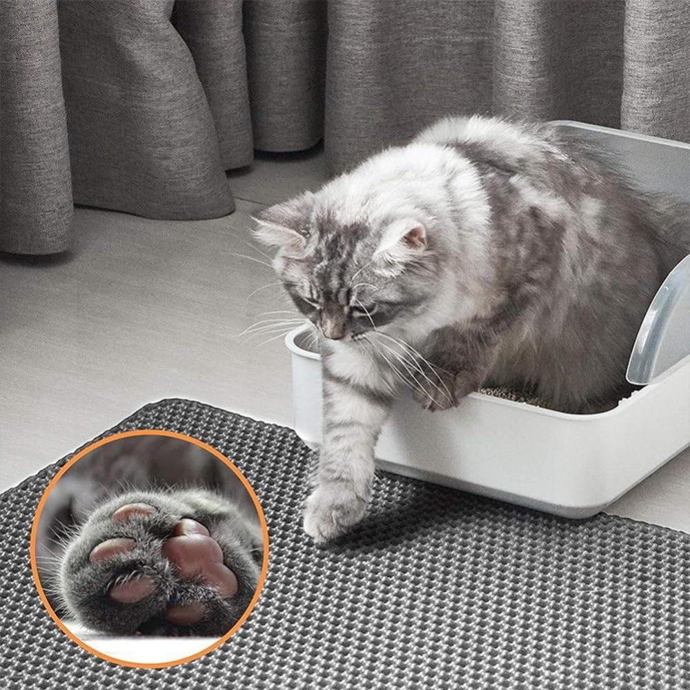 Large Cat Litter Box Mat-30" X 22" with Double Layers Litter Trapping Function, Easy to Clean Litter Mat for Floors