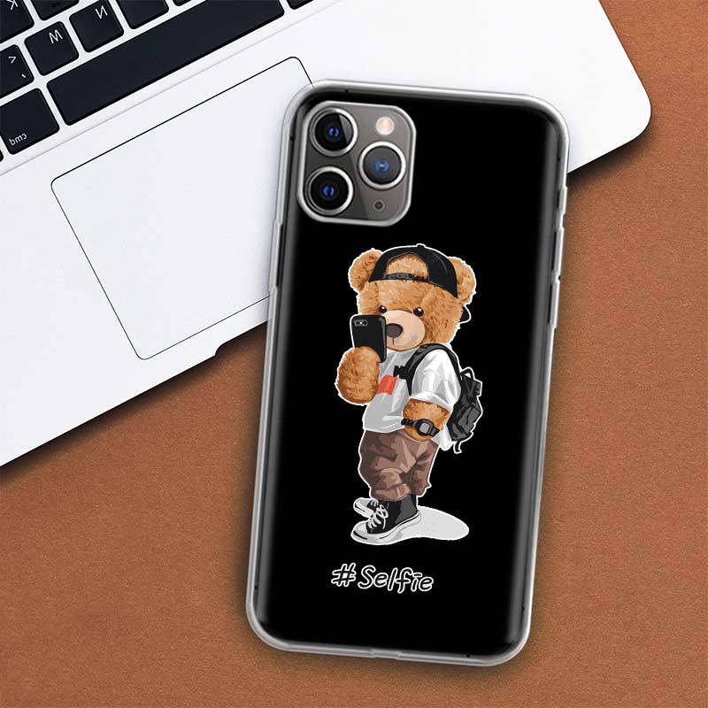 Fashion Brand Bear Phone Case For iPhone 11 12 13 Mini 14 15 Plus 17 Air 16 Pro Max 16E 7 8 SE 2020 Customized Print Cover For A