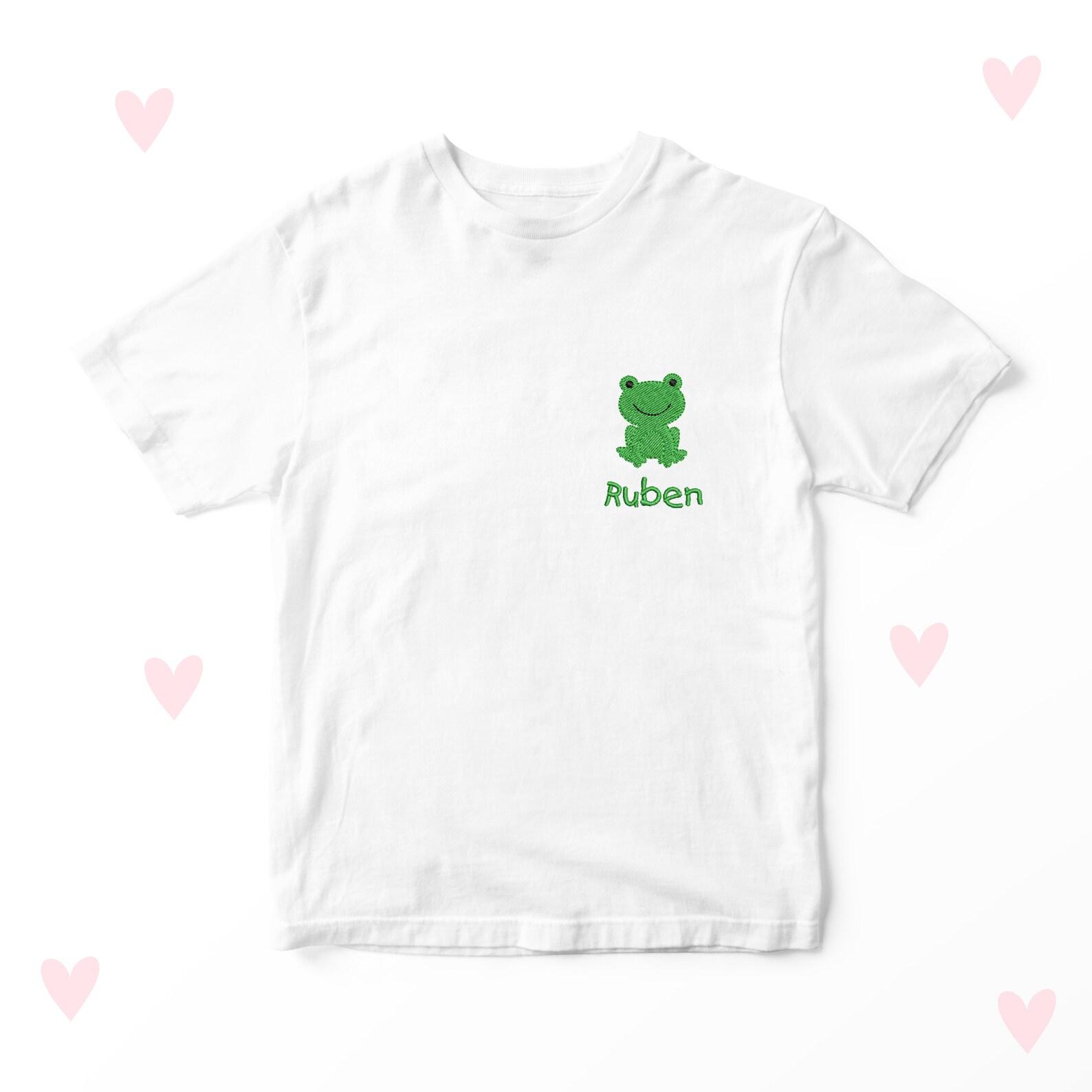 Embroidered Frog Kids T-shirt, Personalized Birthday Gift 100