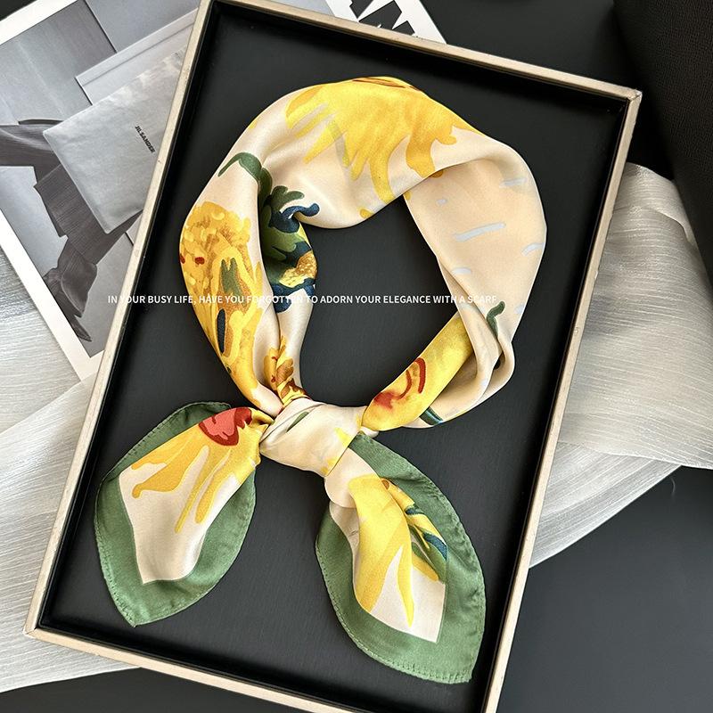 70 Square Scarf Neck Small Shawl New Fashion Silk Scarf High-end Decorative Temperament Scarf Headscarf Headband
