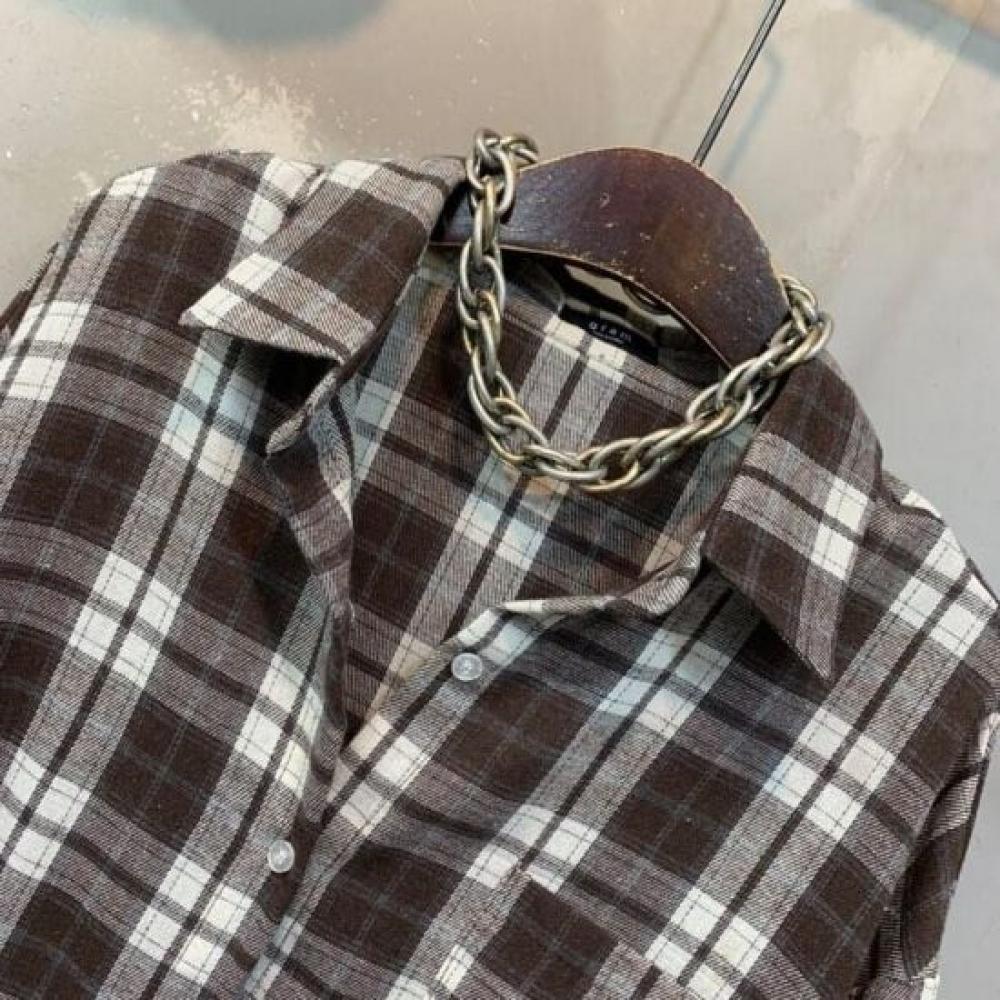 C S In The Room overSized CheCk Pattern Long Sleeve Shirt 2Color