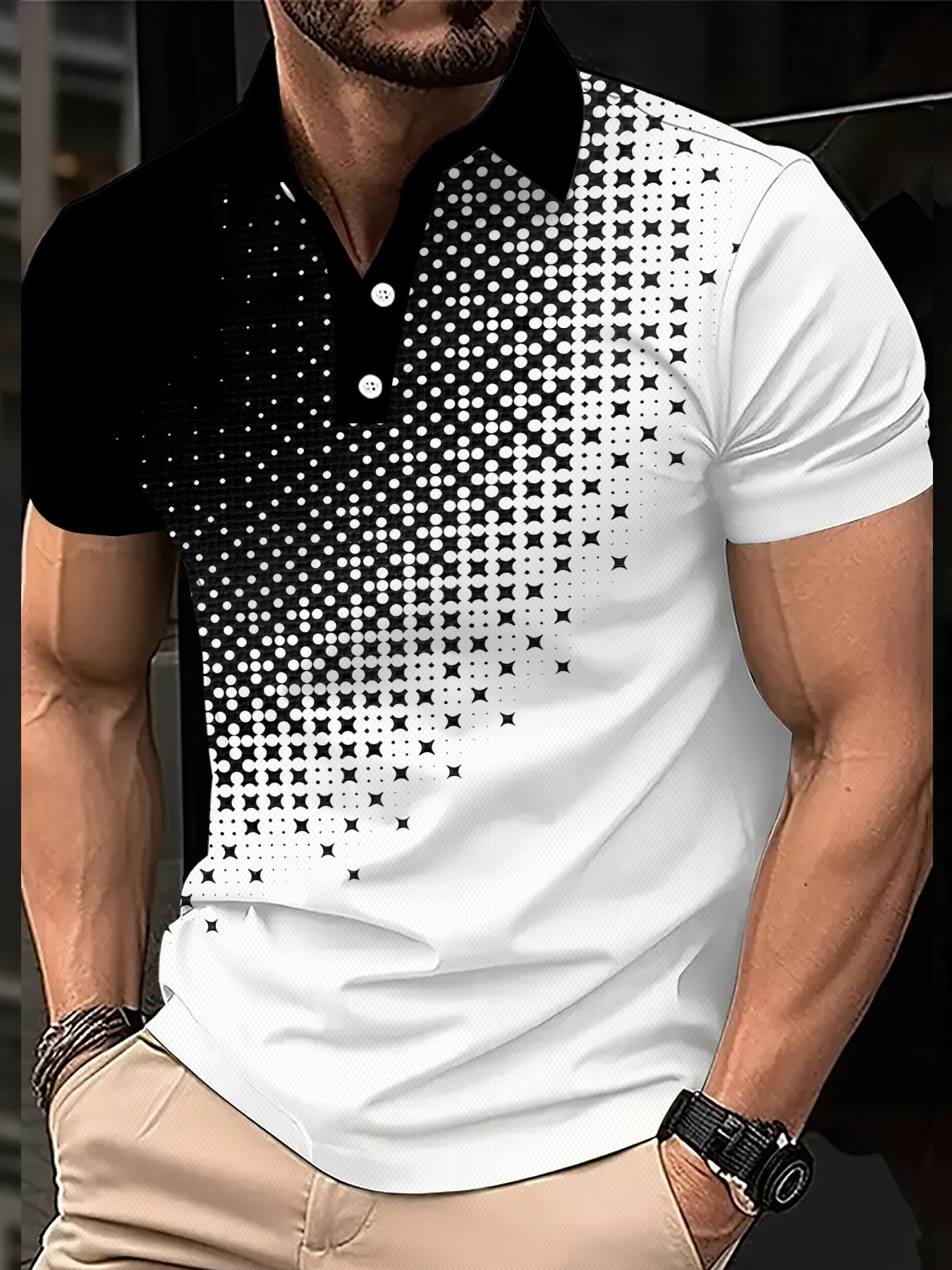 New Men Clothes Summer Short Sleeve 3D Digital Plrint Lapel Golf Polo Shirt Men Casual Tops Polo S