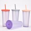 Double-Layer Plastic Straw Cup, Matte Cup, Outdoor Sports Water Cup