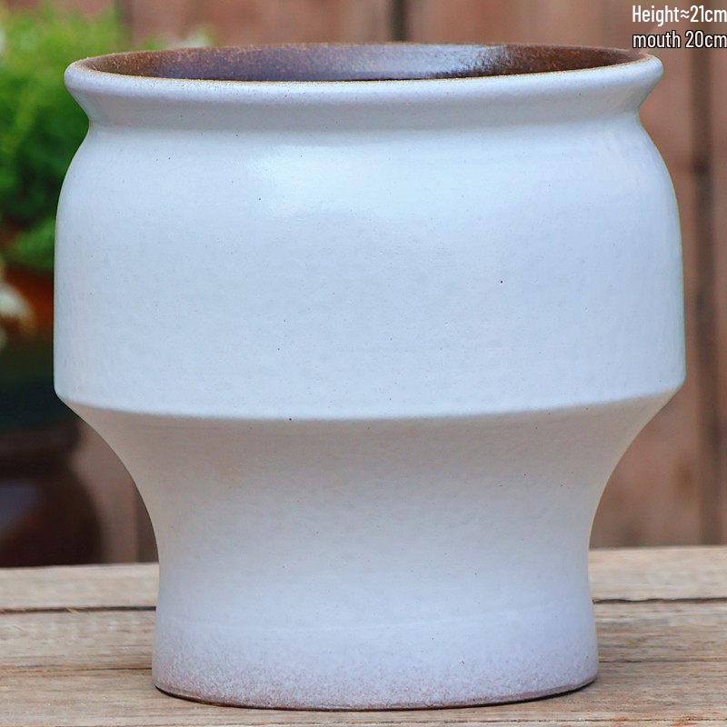 Handmade Coarse Pottery Tall Flower Pot for Succulents and Green Plants – Breathable Ceramic Jar for Bird of Paradise & Bougainvillea