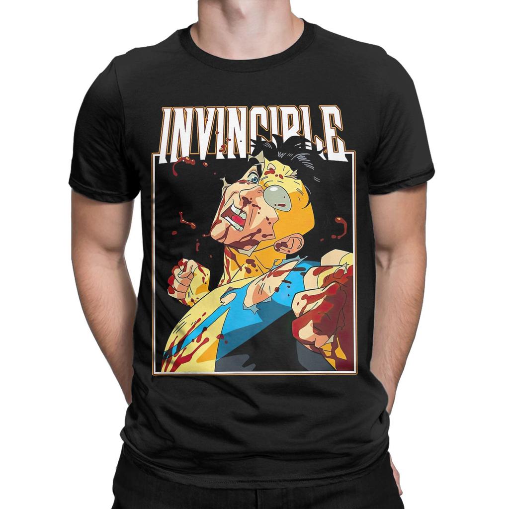 Invincible Battle Damaged Mark T Shirt Men's  100% Cotton Vintage T-Shirts Crewneck Mark Grayson Tees Short Sleeve Clothing