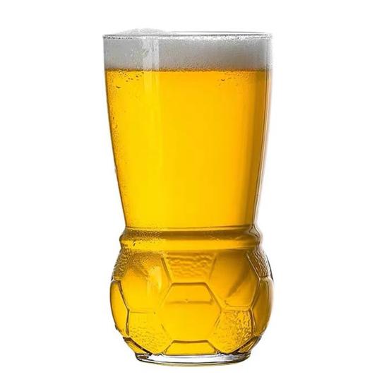 Soccer Beer Glass 460ml Capacity Clear Glass Football Bottom Design Pint Cup Mug 1pc