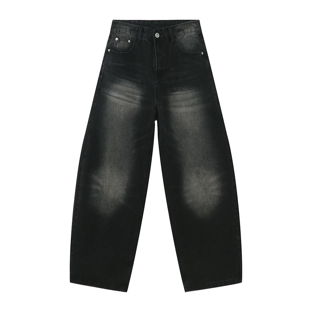 | Retro and Old Loose Straight Jeans Men's Wide-leg Mopping Scimitar Casual Trousers