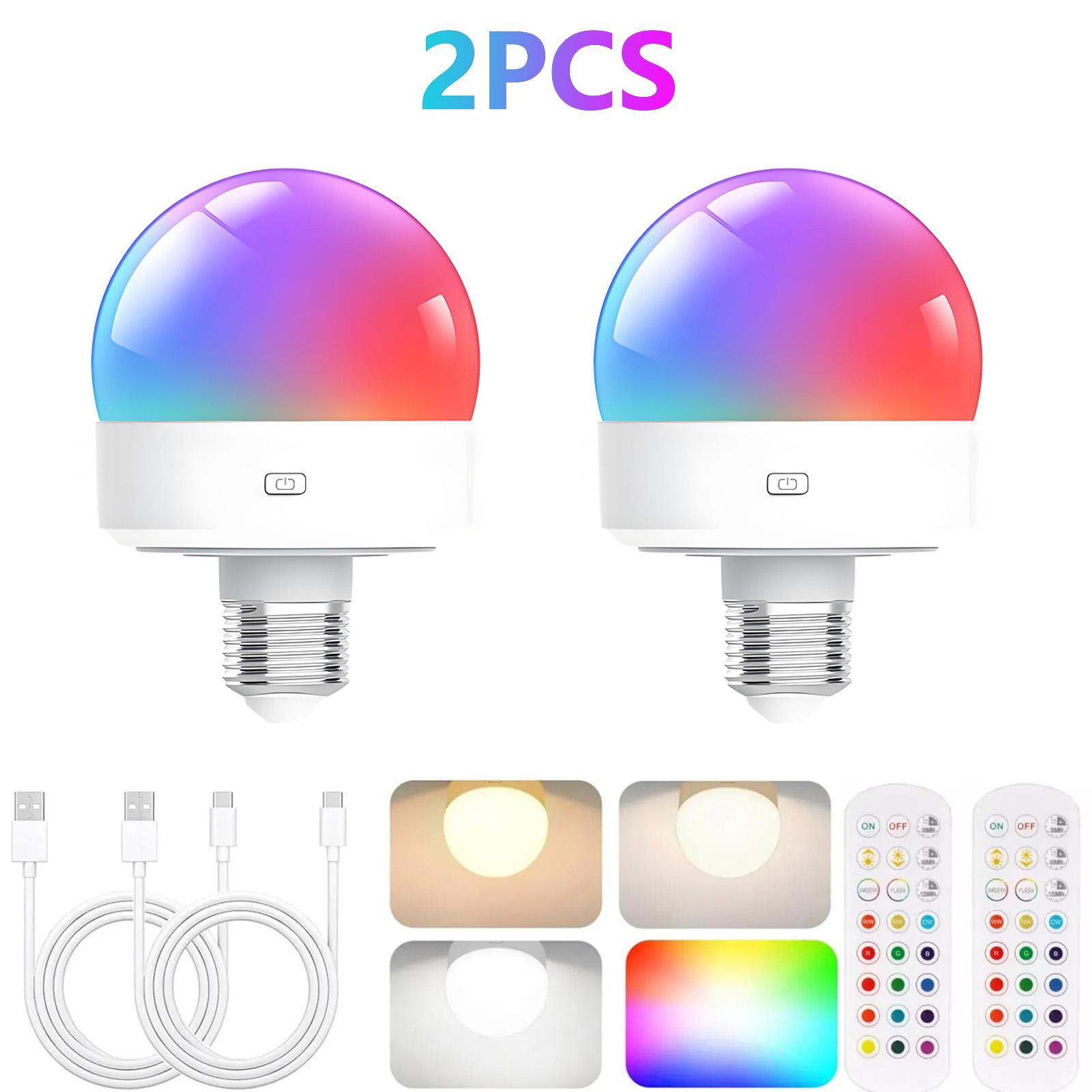 

2 шт. Перезаряжаемые лампочки с пультом дистанционного управления, работающие от батареек, с таймером, диммируемые, 3 цветовые температуры 3.5W&Yes&2PCS