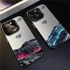 Snow Mountain Landscape Sunset Electroplate Silver Phone Case For iPhone 16 11 12 13 14 15 Pro Max 7 8 Plus X XS XR Back Cover