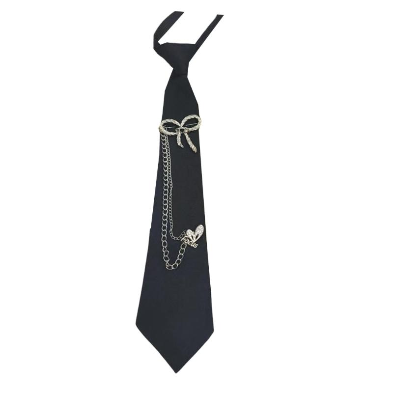 Jk Uniform Black Ties Metal Chain Butterfly Collar Japan Jk seifuku Cosplay Pre-tied Tie Schoolgirl JK Suit Neckwear