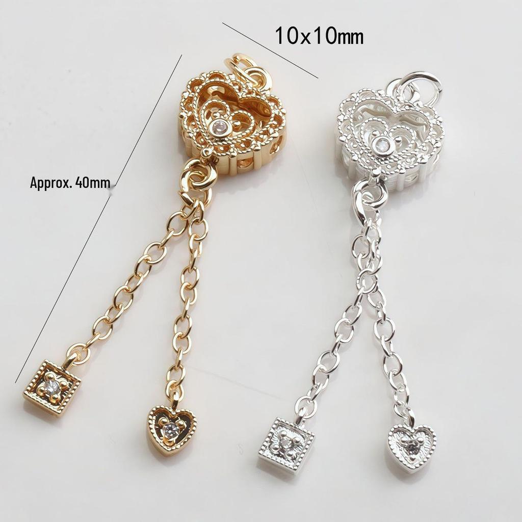 14K Gold-Filled Zircon Heart Dragonfly Bow Tassel Spacer Beads DIY Bracelet Necklace Teardrop Pendant