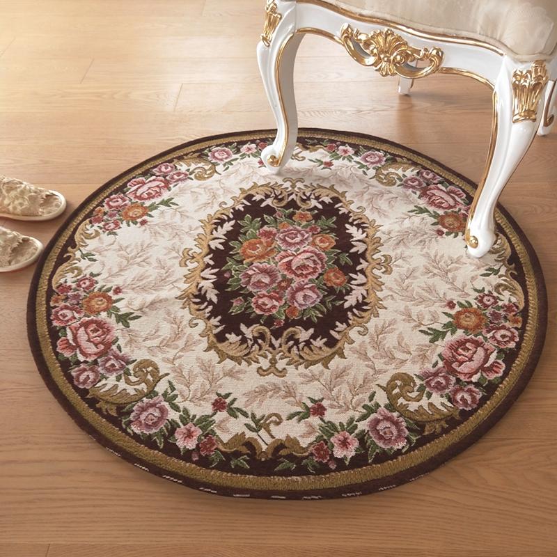 

Европейские ретро ковры для спальни с цветочным узором, украшение гостиной, круглый ковер, противоскользящий прикроватный мягкий напольный коврик, моющийся ковер 80x80CM