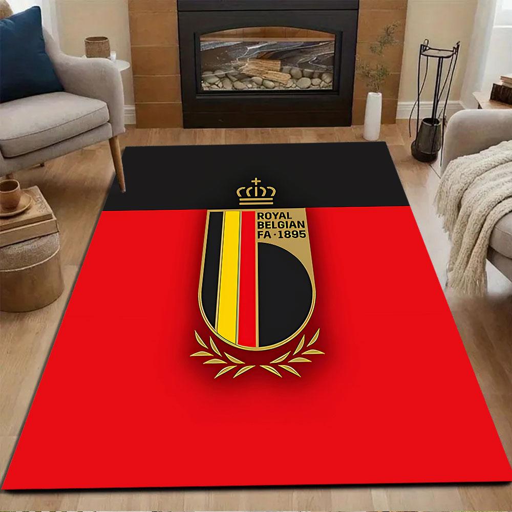 Belgian Football Emblem Rug Patterned carpet, non slip mat suitable for living room and bedroom sofas
