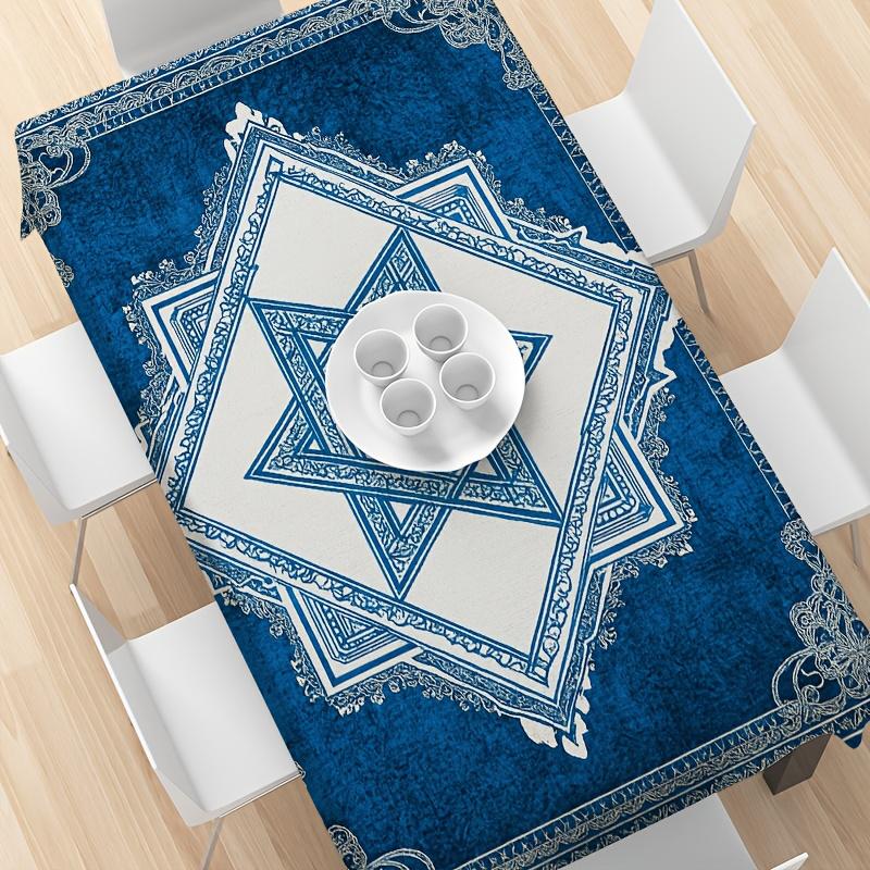 Blue Star of David Rectangle Tablecloth for Table Decor Kitchen Dining Waterproof Reusable Table Cloth for Table Indoor Outdoor
